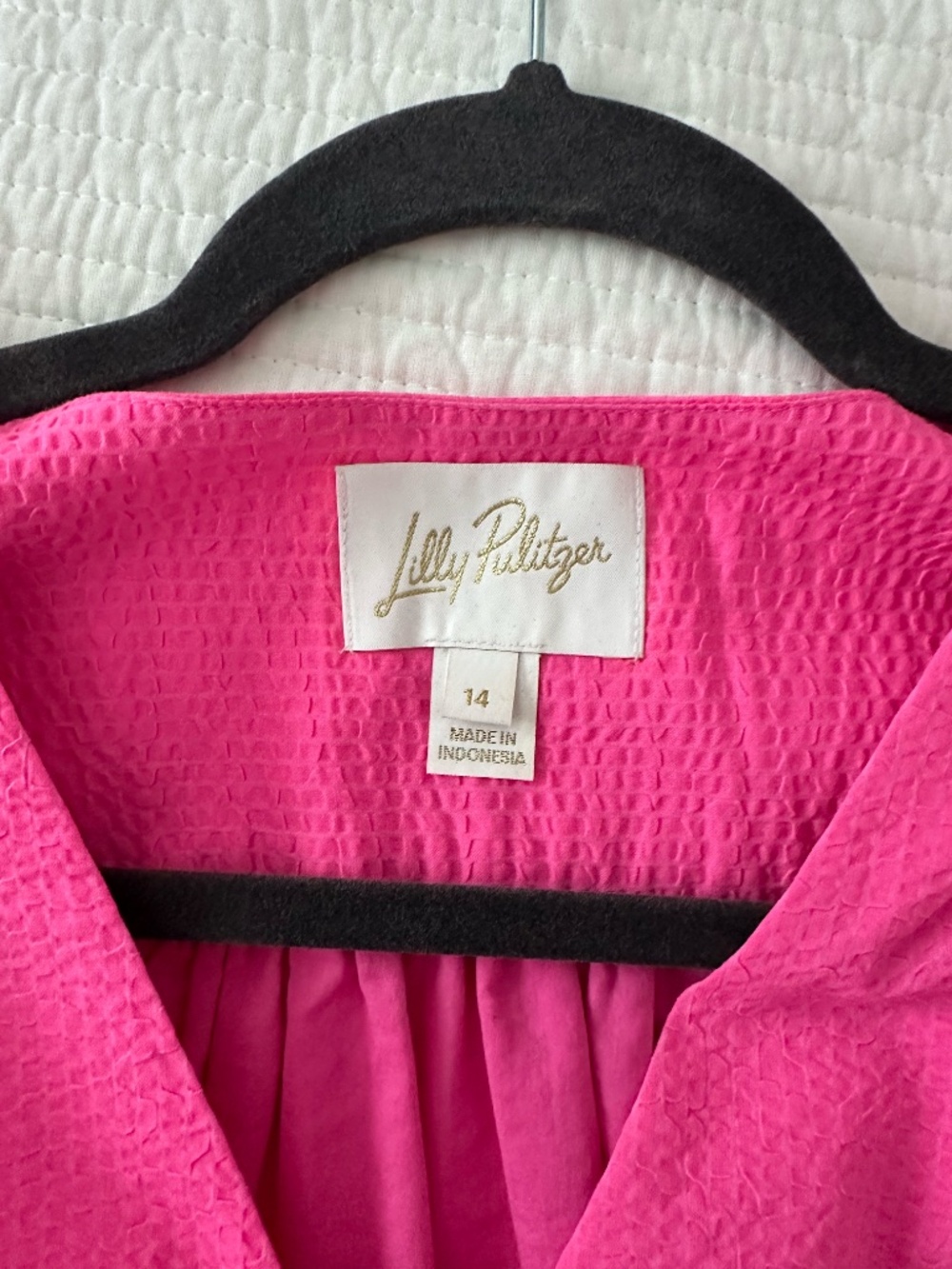 Lilly Pulitzer | Vibrant Pink Stripe V-Neck Deacon Dress Size 14 - Picture 4 of 5